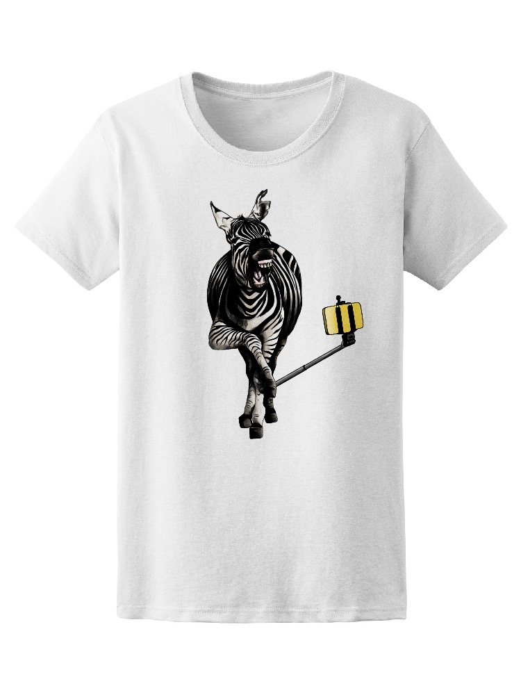 Foto 2 pulgar | Playera Smartprintsink color Blanco para Hombre - Zebra Tomándose una Selfie