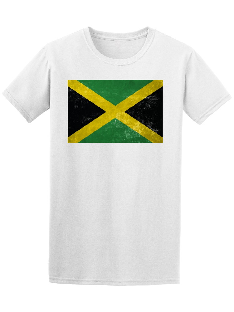 Playera Smartprintsink color Blanco para Hombre - Bandera de Jamaica Estilo Grunge