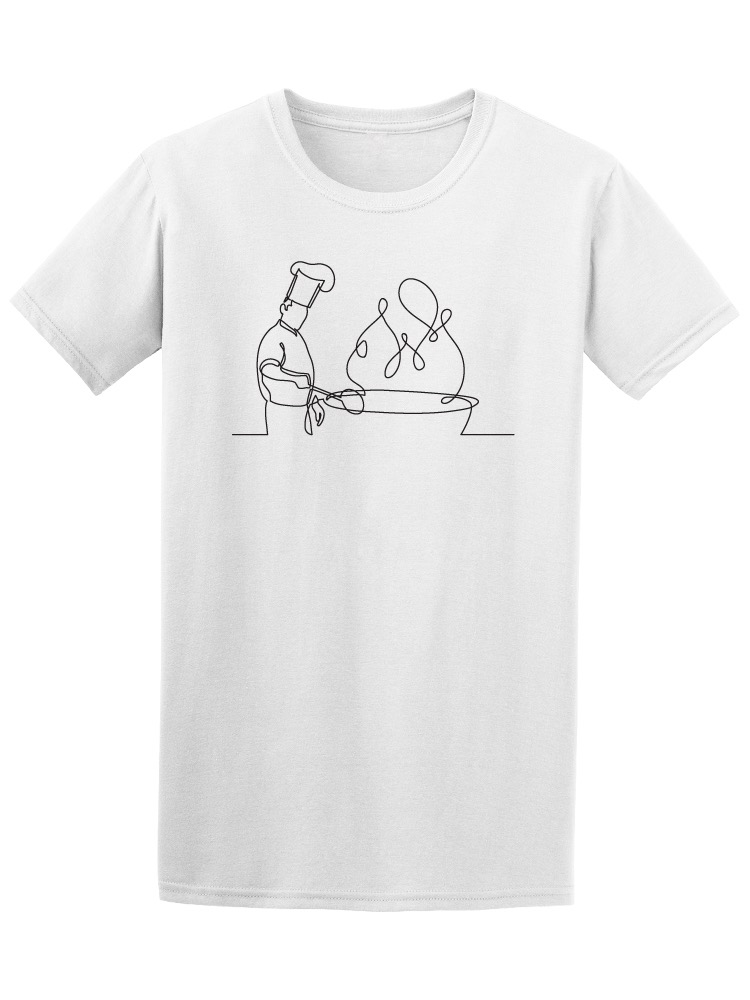 Playera Smartprintsink color Blanco para Hombre - Ilustración Chef con Sartén