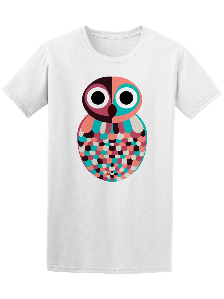 Playera SmartPrintsInk color Blanco para Hombre - Ilustración de Búho de Colores