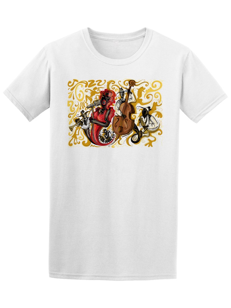 Foto 2 pulgar | Playera Smartprintsink color Blanco para Hombre - Grupo de Músicos de Jazz