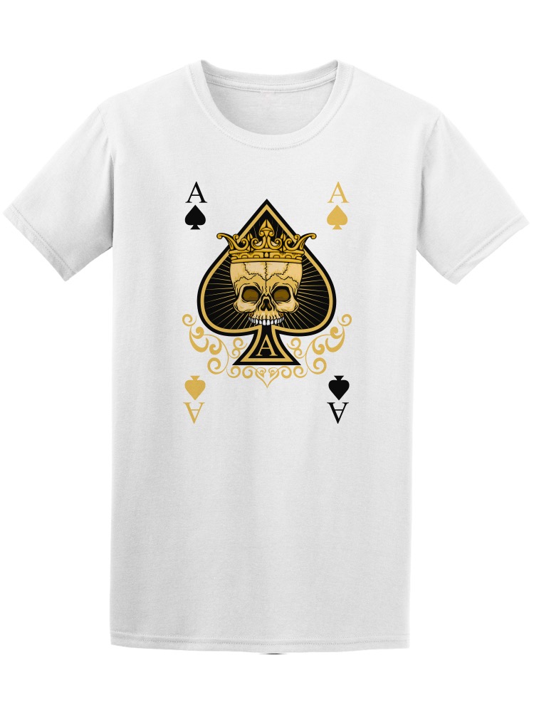 Foto 2 pulgar | Playera Smartprintsink color Blanco para Hombre - As de Espadas Cráneo con Corona