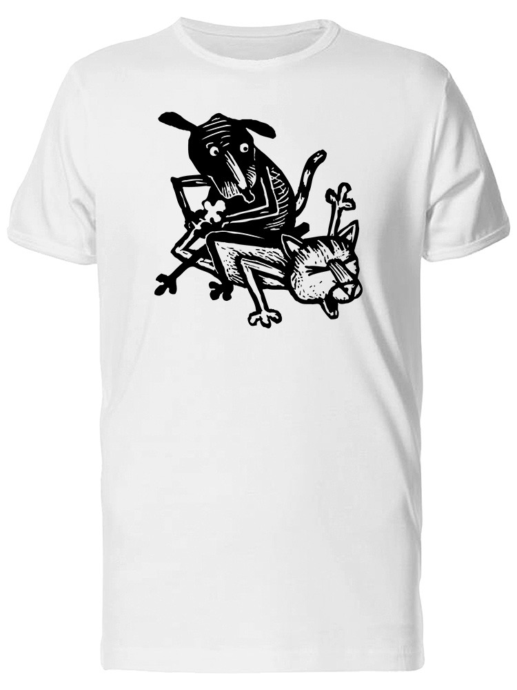 Foto 2 pulgar | Playera Smartprintsink Hombre Ilustracion. Perro Y Gato Peleando