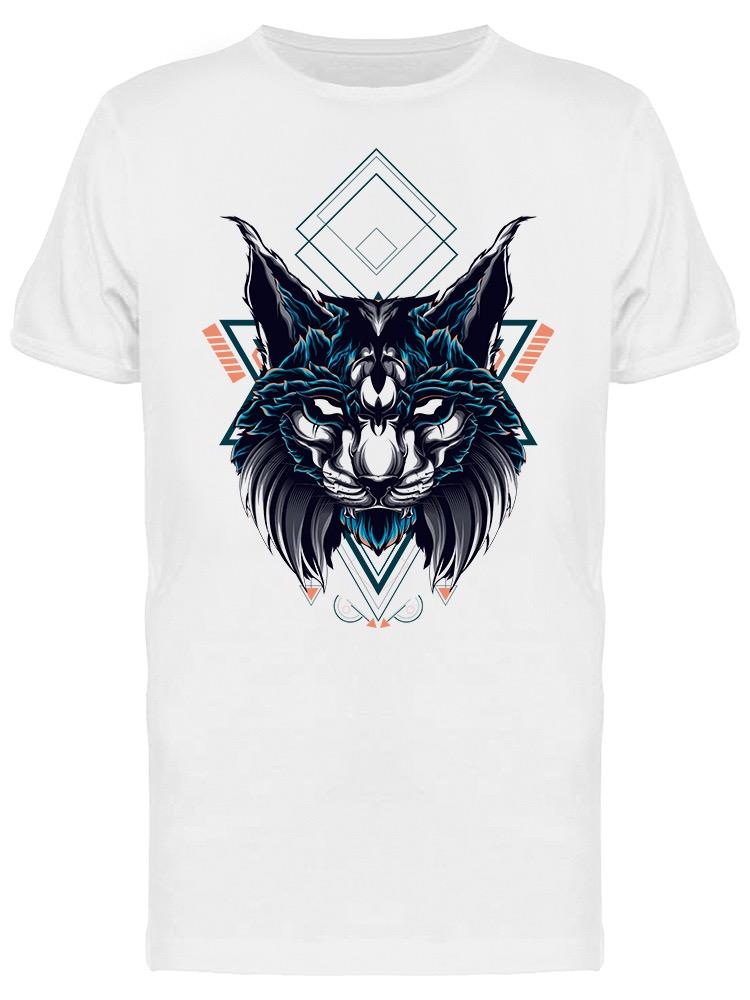 Playera SmartPrintsInk color Blanco para Hombre - Ilustración Arte Abstracto de Gato Montés