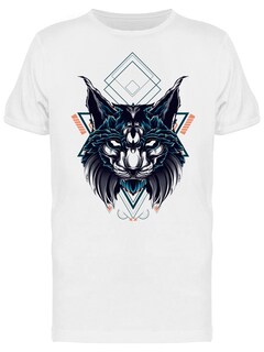 Foto 1 | Playera SmartPrintsInk color Blanco para Hombre - Ilustración Arte Abstracto de Gato Montés
