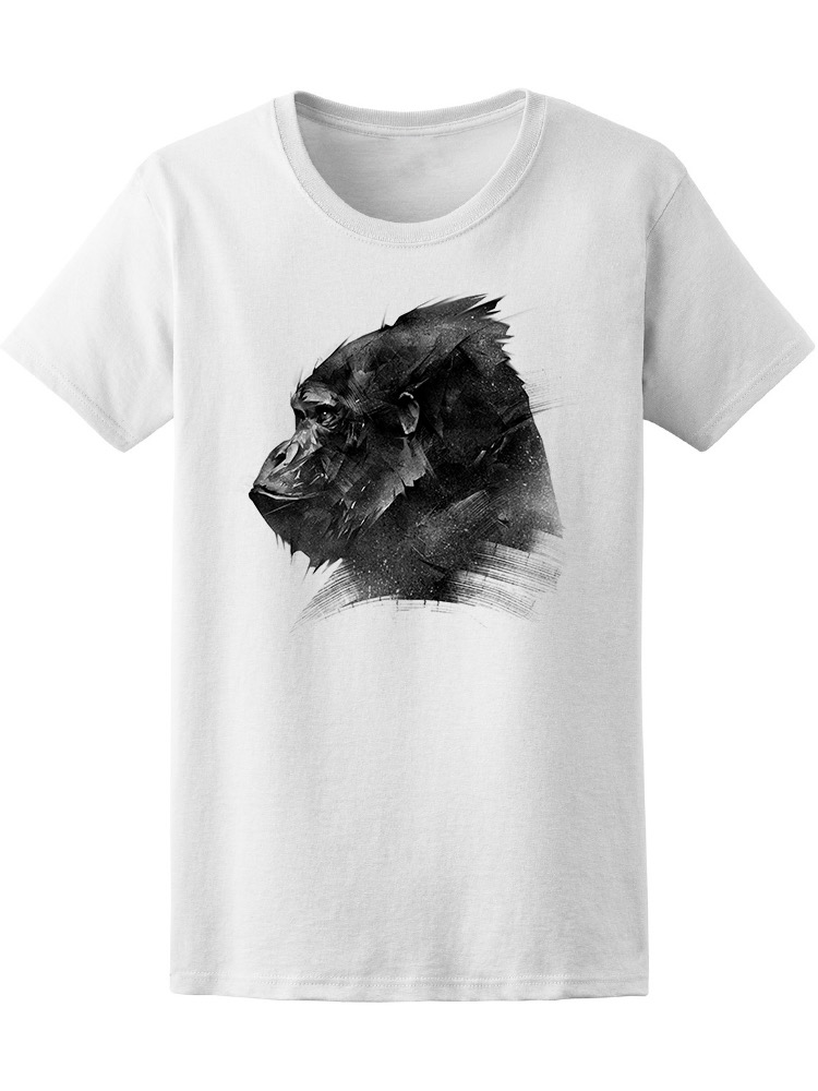 Foto 2 pulgar | Playera SmartPrintsInk color Blanco para Hombre - Ilustración de Gorila con Tinta Negra