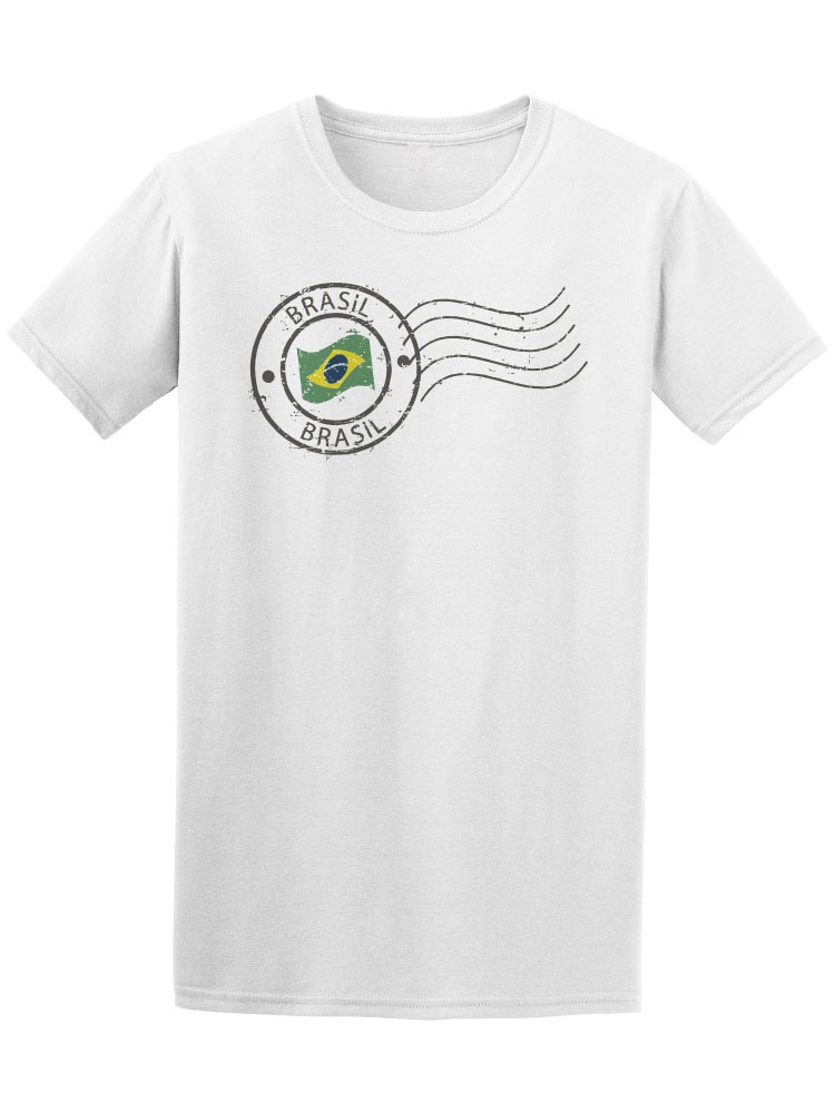 Foto 2 pulgar | Playera  SmartPrintsInk color Blanco para Hombre - Brasil Sello Postal