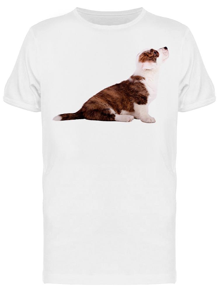 Playera SmartPrintsInk color Blanco para Hombre - Fotografía de Cachorro Sentado