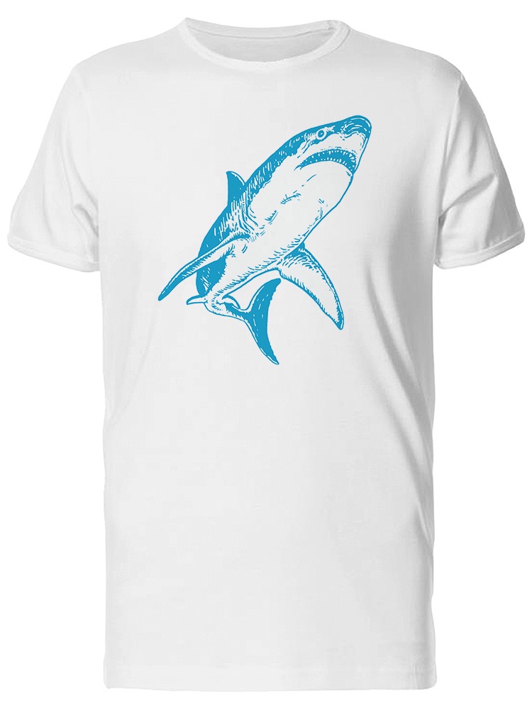 Playera SmartPrintsInk color Blanco para Hombre - Ilustración de Gran Tiburón Blanco