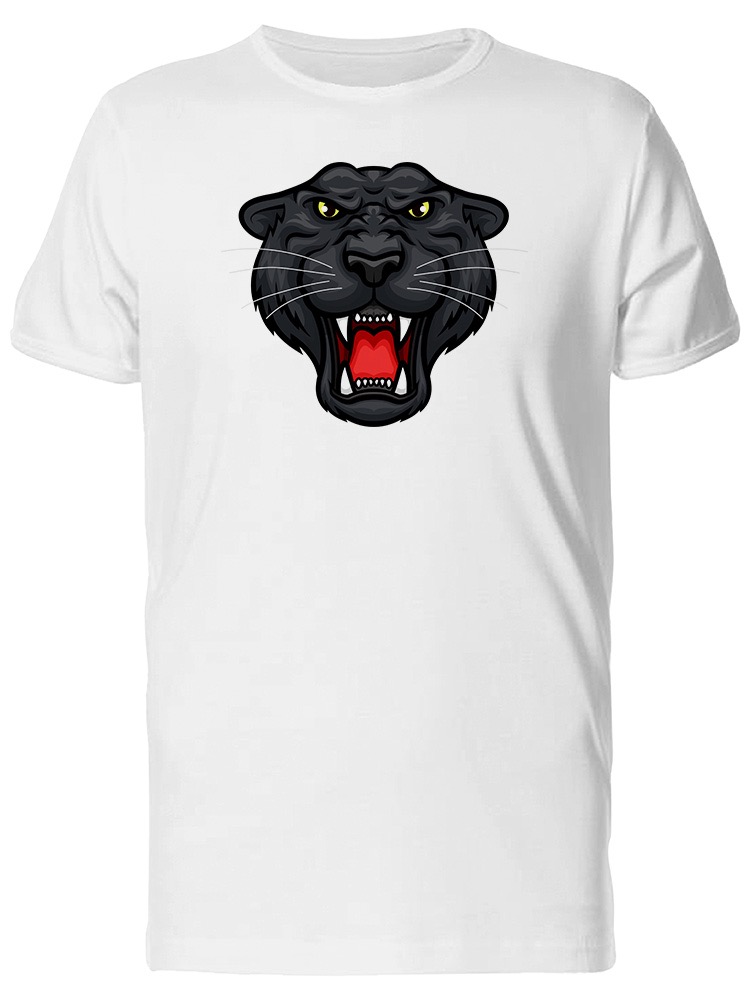 Playera SmartPrintsInk color Blanco para Hombre - Pantera Rugiendo