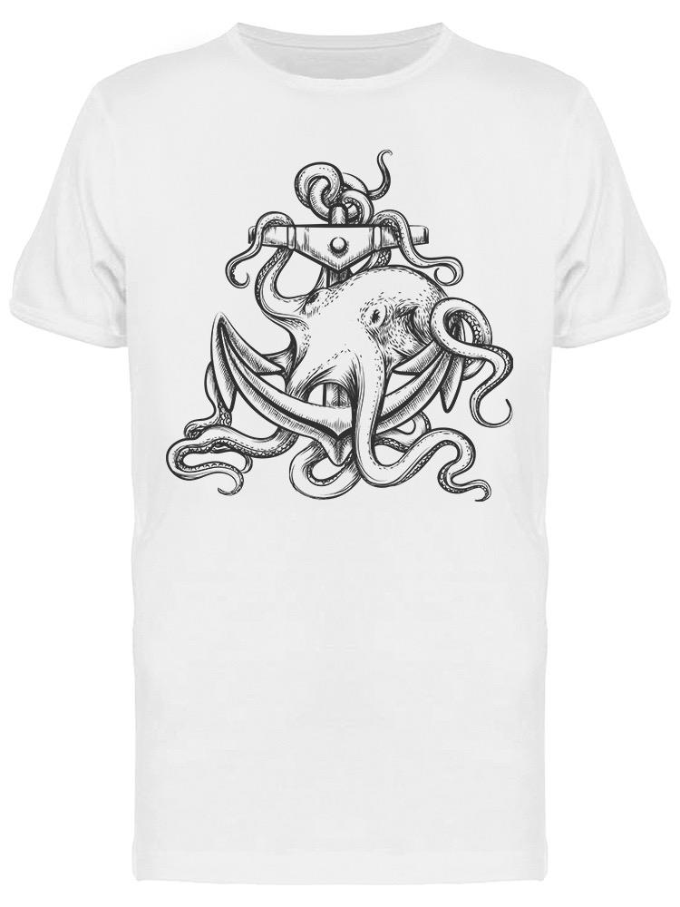Foto 2 pulgar | Playera SmartPrintsInk color Blanco para Hombre - Pulpo Con Ancla