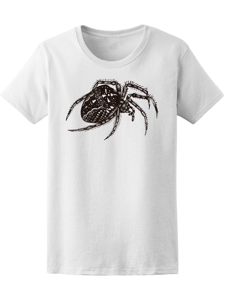 Playera SmartPrintsInk color Blanco para Hombre - Ilustración de Araña en Blanco y Negro