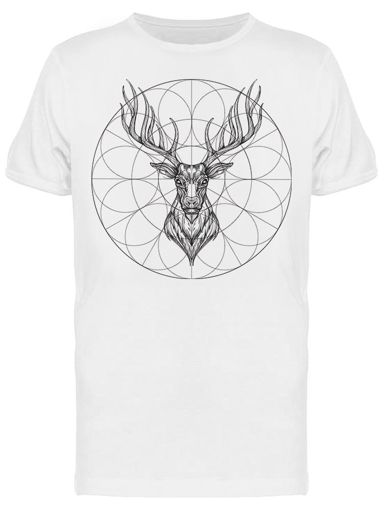 Playera SmartPrintsInk color Blanco para Hombre - Geométrico Cabeza de Ciervo