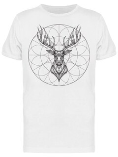 Foto 1 | Playera SmartPrintsInk color Blanco para Hombre - Geométrico Cabeza de Ciervo