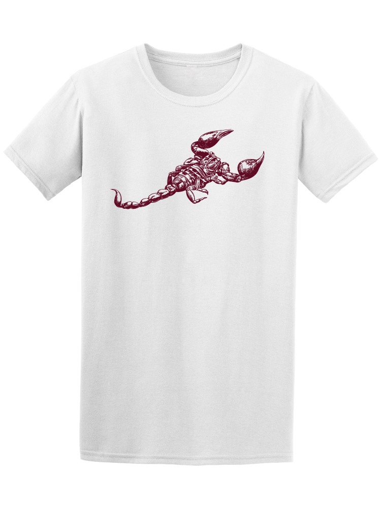Playera SmartPrintsInk color Blanco para Hombre - Ilustración Escorpión