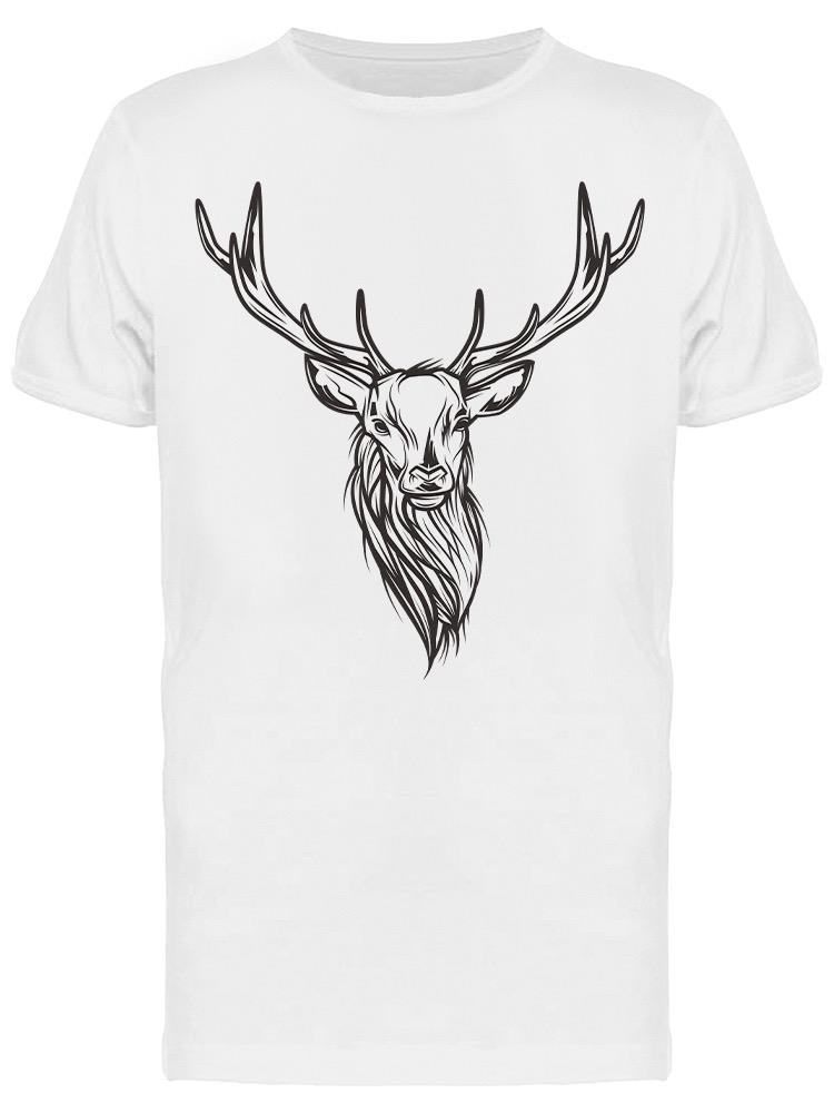 Playera SmartPrintsInk color Blanco para Hombre - Ilustración a Lápiz de Cabeza de Ciervo