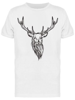 Foto 1 | Playera SmartPrintsInk color Blanco para Hombre - Ilustración a Lápiz de Cabeza de Ciervo