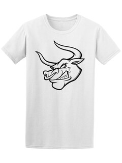Foto 1 | Playera SmartPrintsInk color Blanco para Hombre - Ilustración Estilo Cartoon de Toro en Blanco y Negro