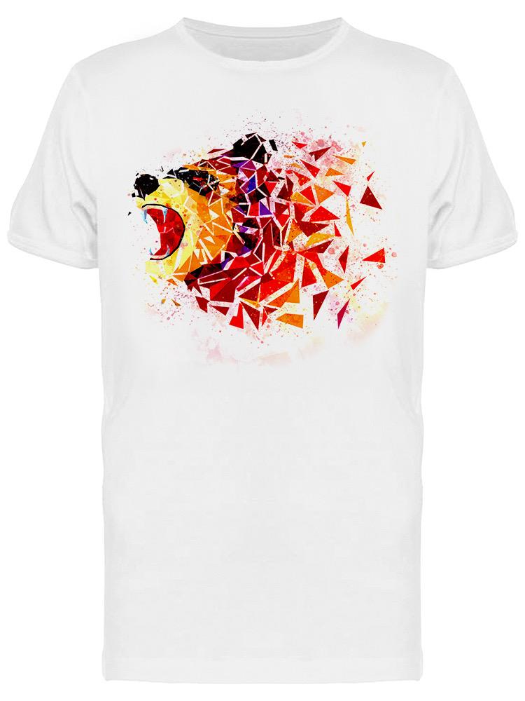 Playera SmartPrintsInk color Blanco para Hombre - Arte Geométrico Oso Rugiendo