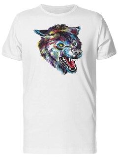 Foto 1 | Playera SmartPrintsInk color Blanco para Hombre - Cabeza de Lobo Gruñendo