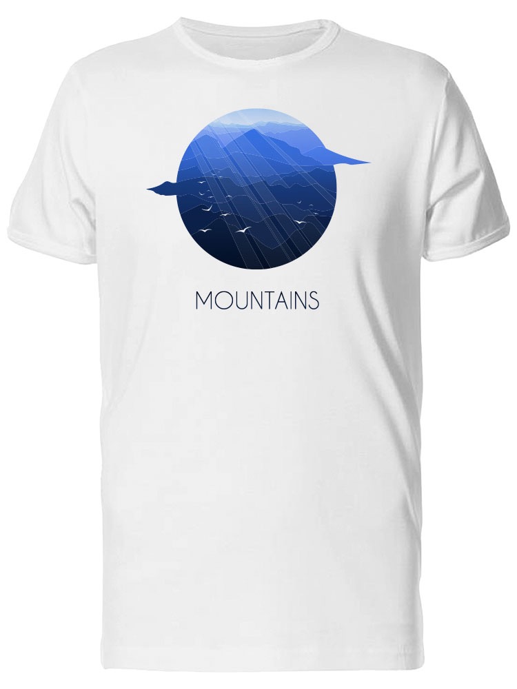 Playera SmartPrintsInk color Blanco para Hombre - Ilustración Montañas Con Rayos De Sol
