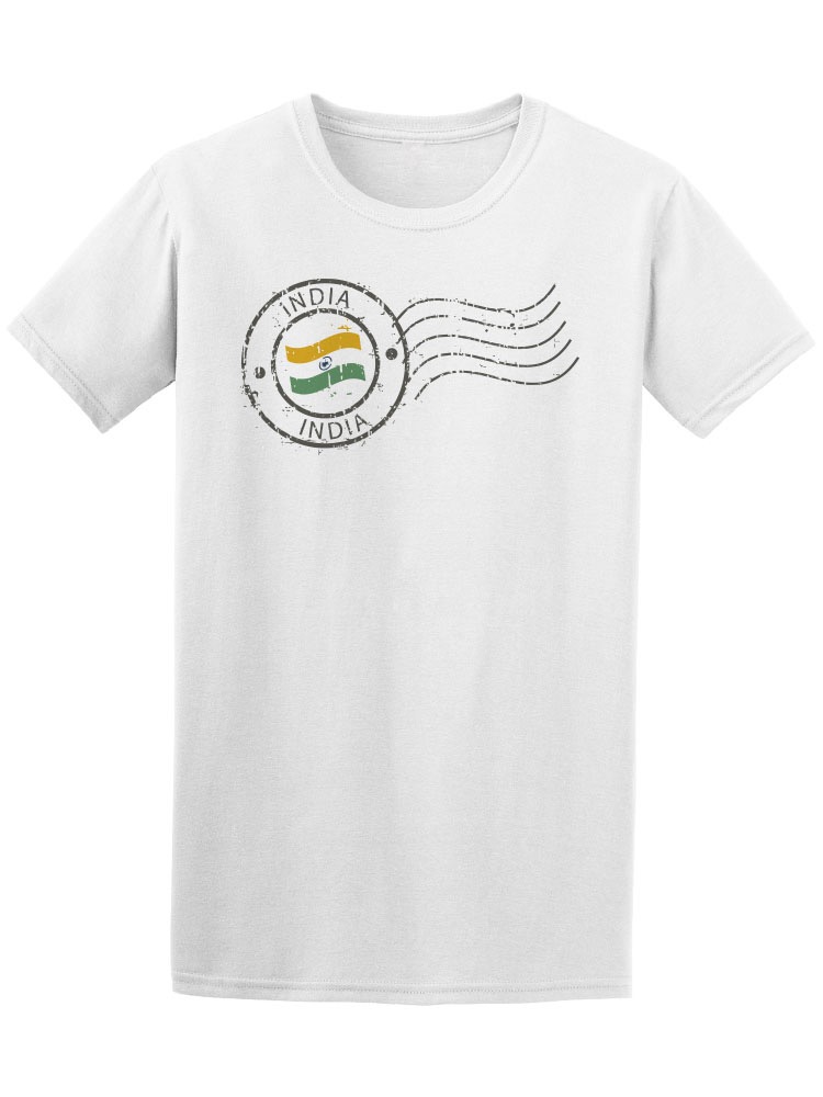 Playera SmartPrintsInk color Blanco para Hombre - India Sello Postal