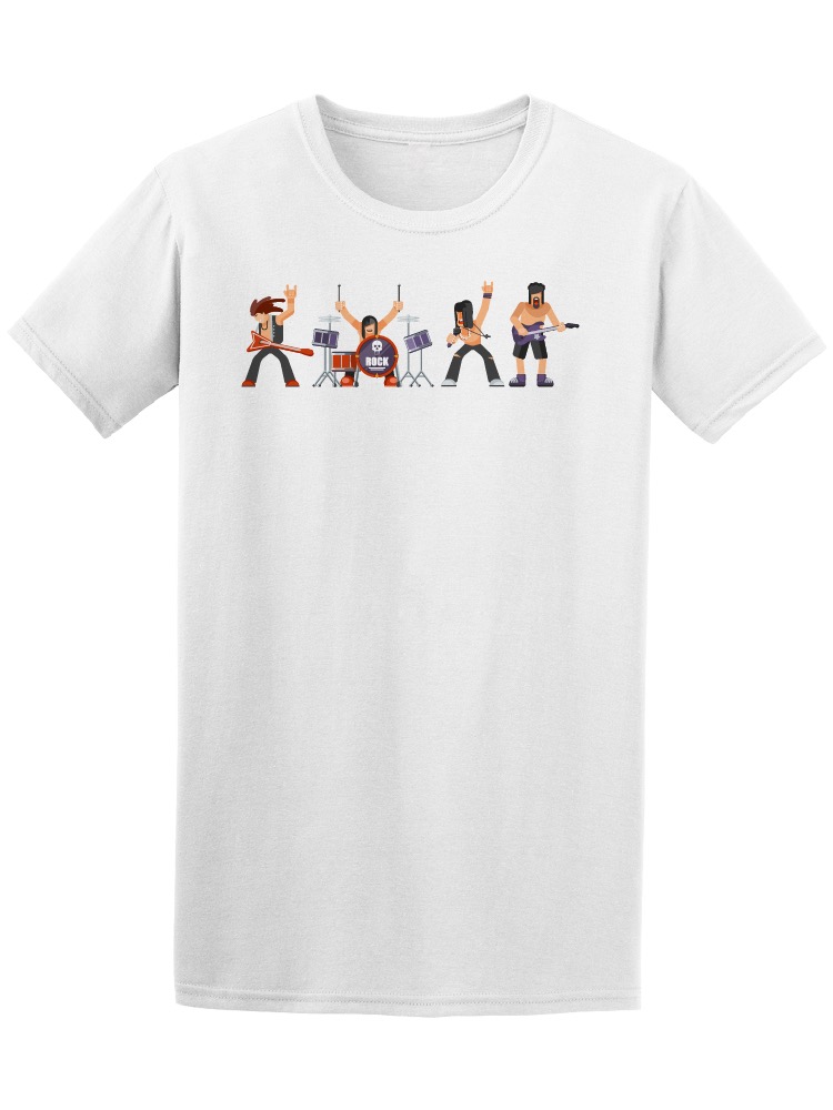 Playera SmartPrintsInk color Blanco para Hombre - Banda de Rock Pesado
