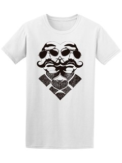 Foto 1 | Playera SmartPrintsInk color Blanco para Hombre - Hombre con Bigote y Lentes de Sol