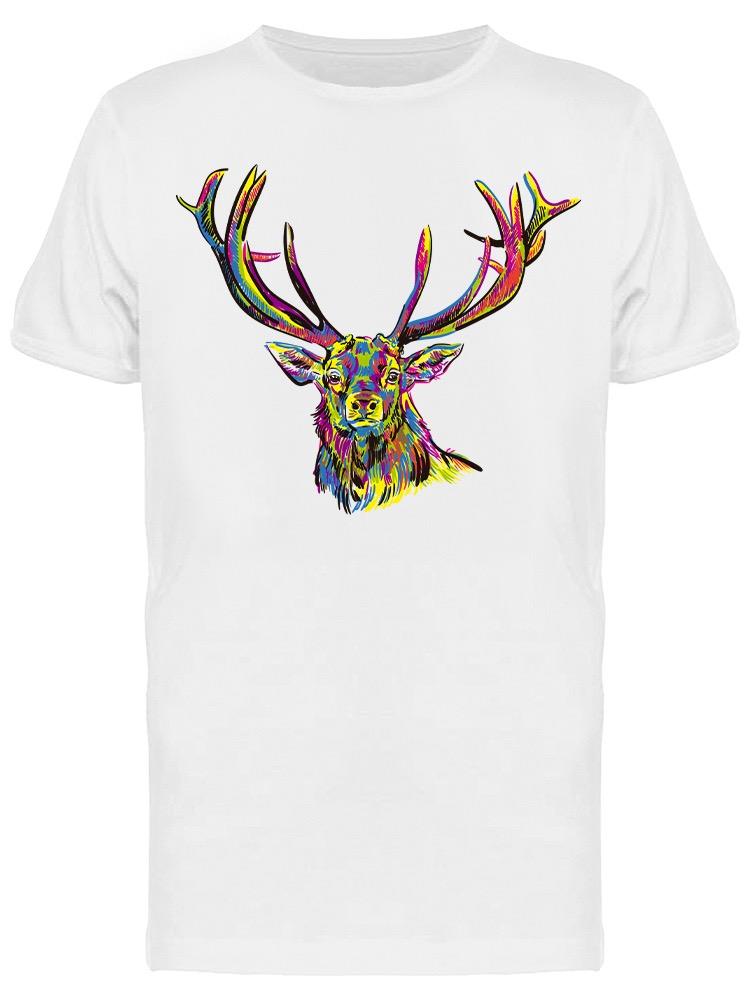 Playera SmartPrintsInk color Blanco para Hombre - Ilustración de Reno Multicolor