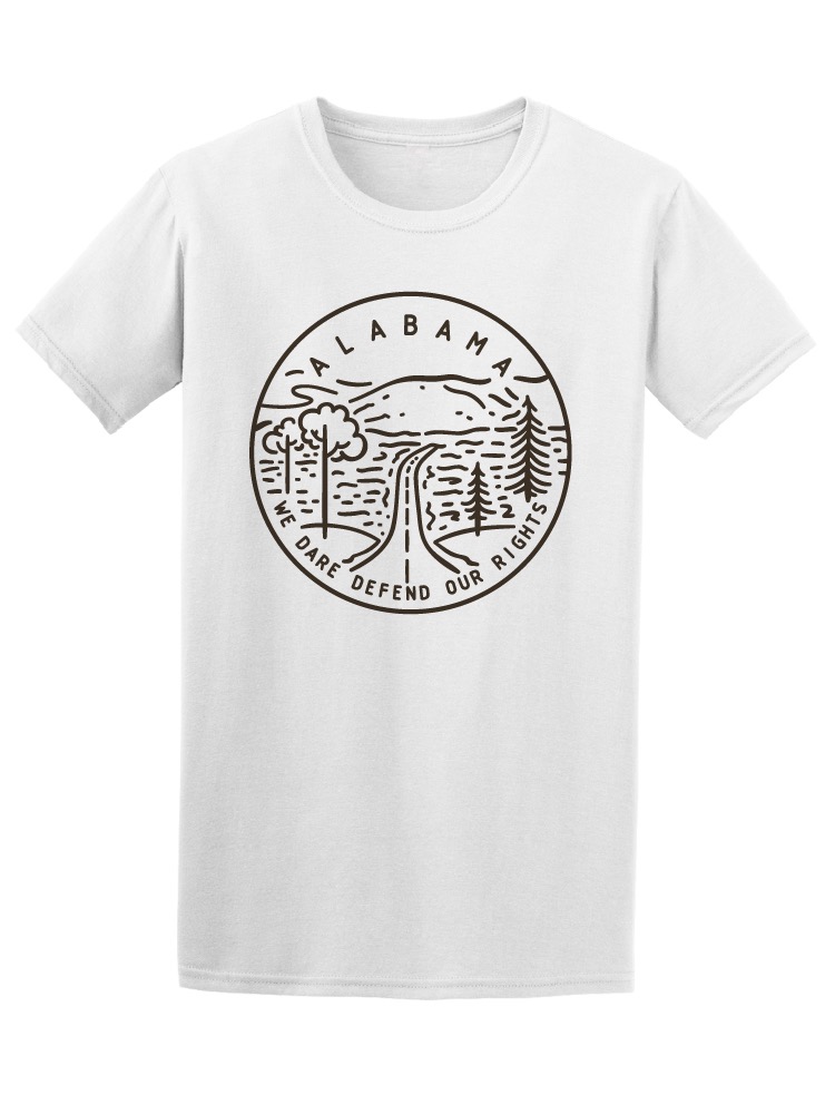 Playera SmartPrintsInk color Blanco para Hombre - Alabama Logo Minimalista