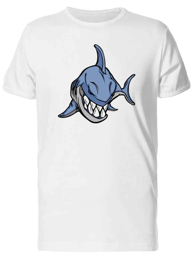 Foto 1 | Playera SmartPrintsInk color Blanco para Hombre - Tiburón Mostrando Dientes