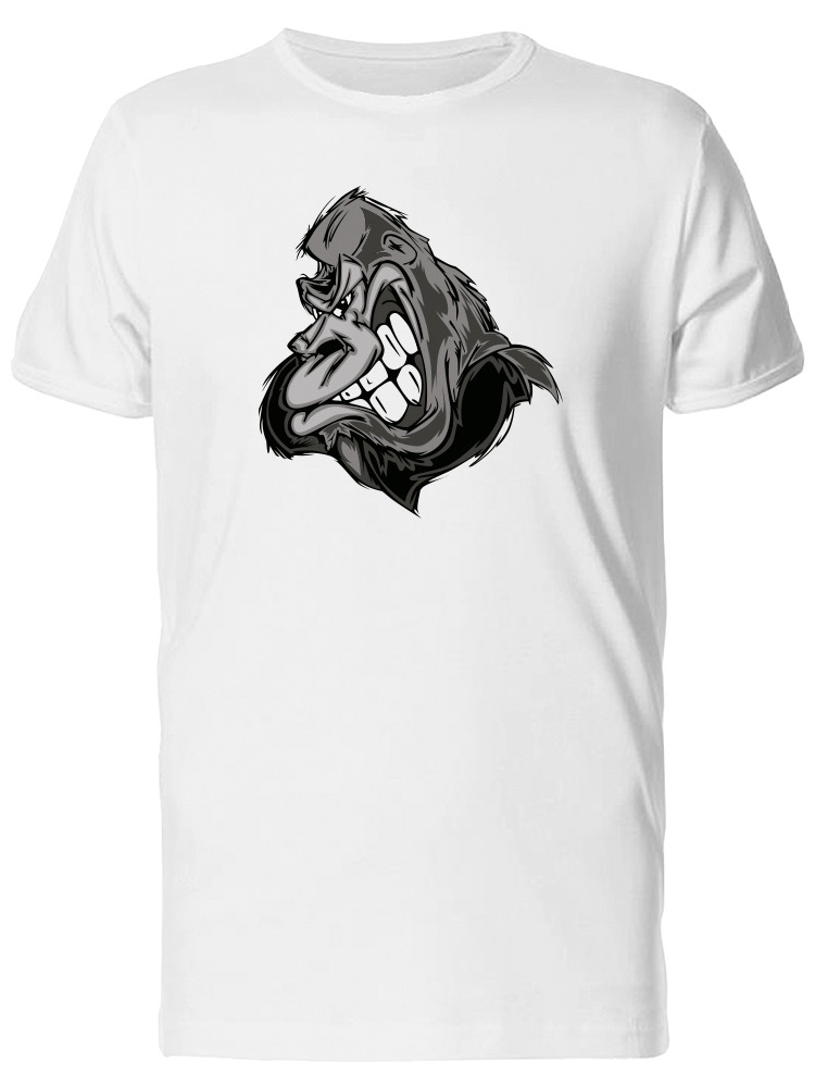Playera SmartPrintsInk color Blanco para Hombre - Gorila Sonriente
