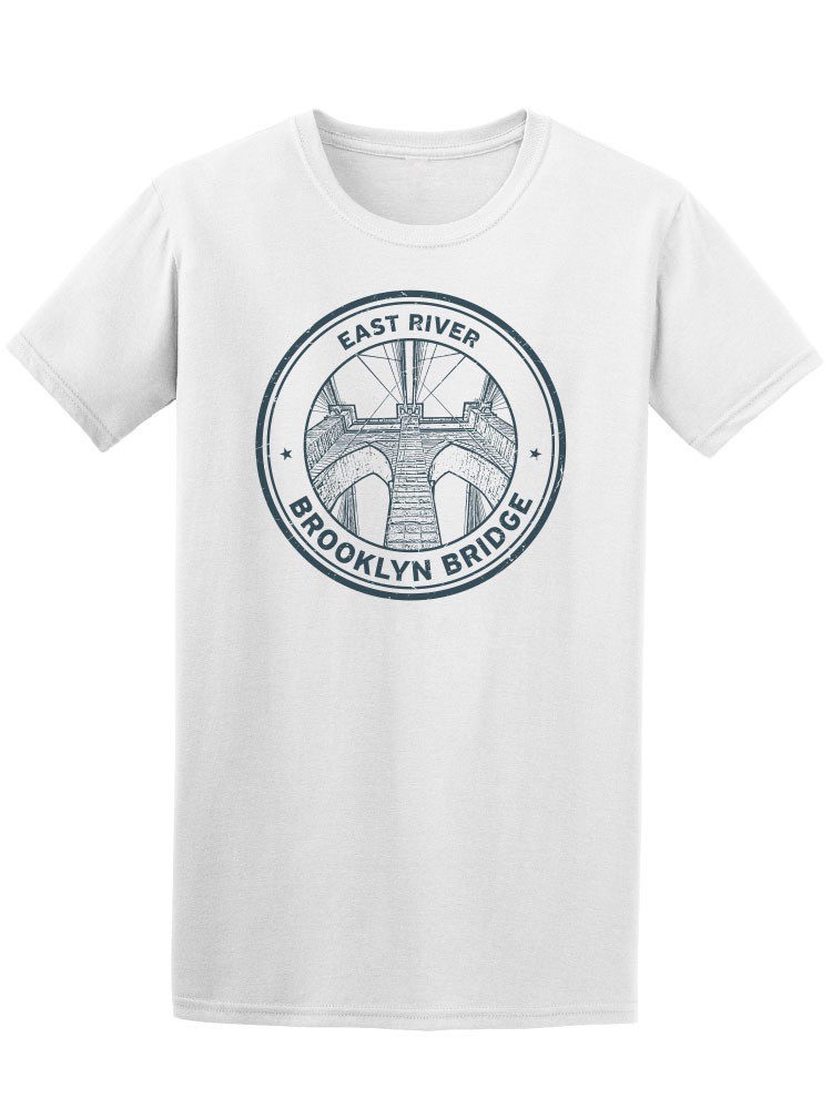Playera SmartPrintsInk color Blanco para Hombre - Ilustración Puente de Brooklyn