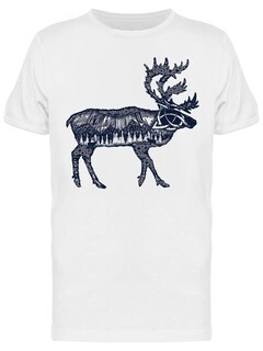 Foto 1 | Playera SmartPrintsInk color Blanco para Hombre - Silueta Reno Patrones Celta