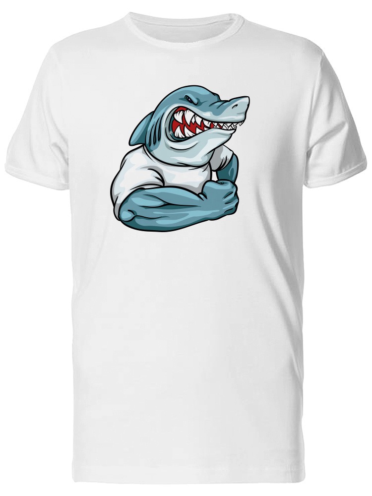 Playera SmartPrintsInk color Blanco para Hombre - Tiburón Rudo