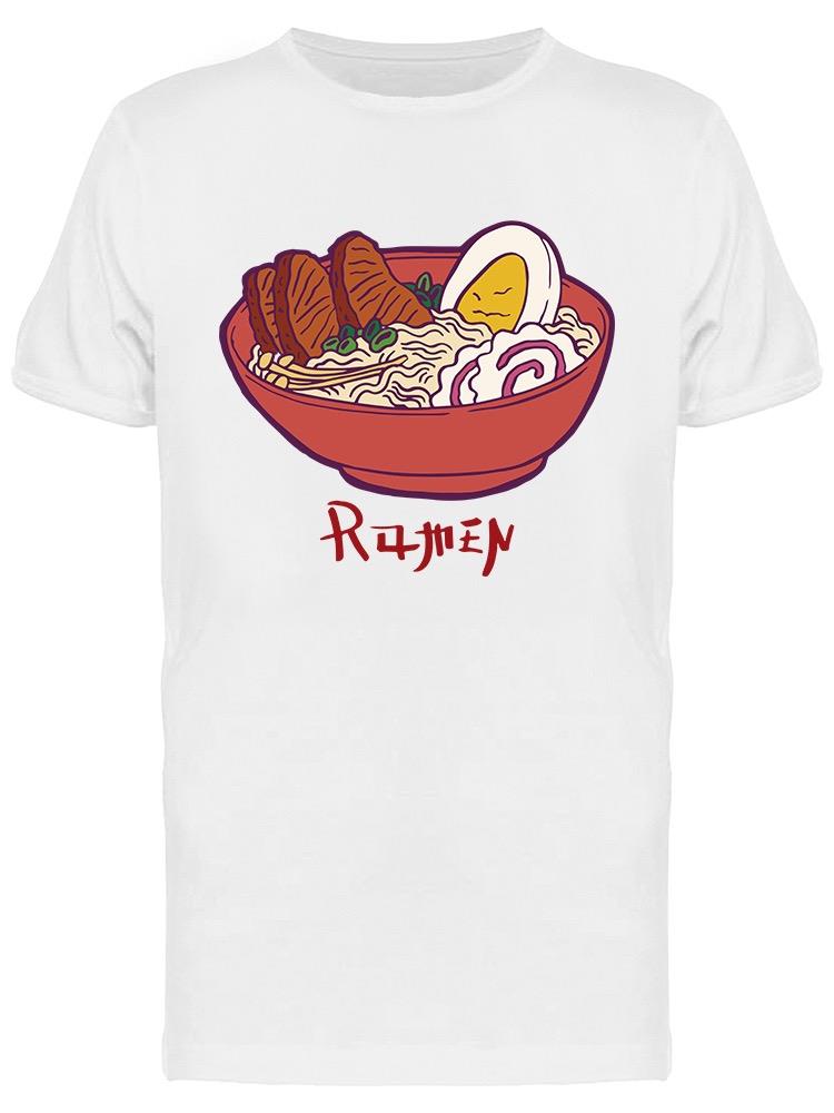 Playera SmartPrintsInk color Blanco para Hombre - Tazón Rojo de Ramen