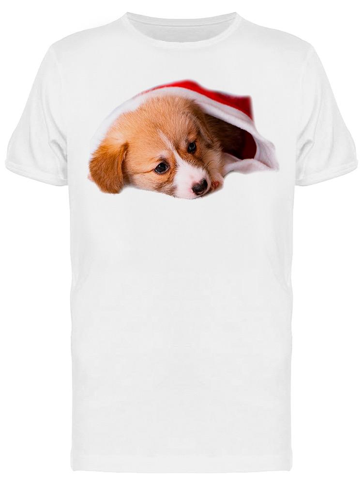 Playera SmartPrintsInk color Blanco para Hombre - Fotografía de Cachorro Corgi en Calceta