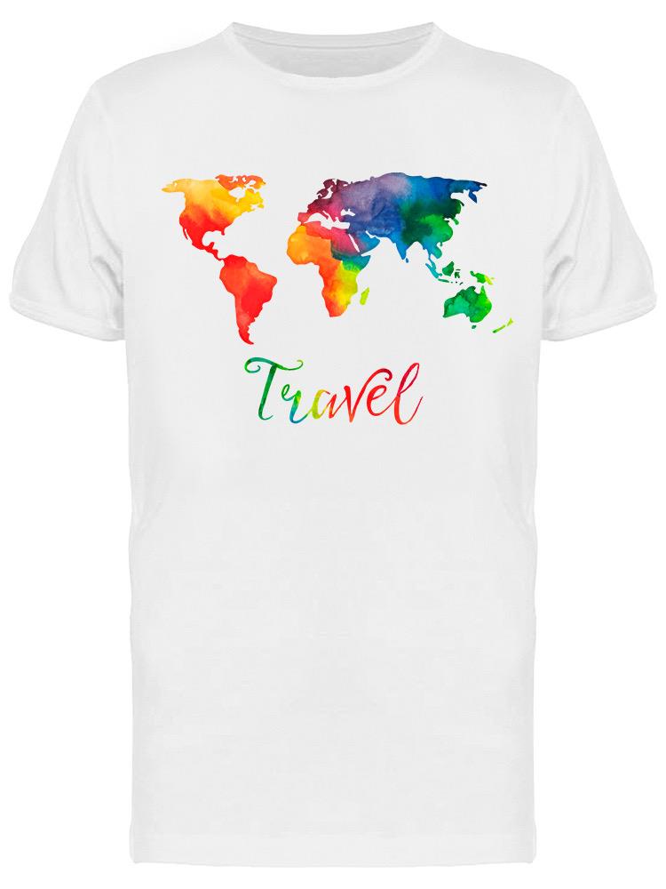 Playera SmartPrintsInk color Blanco para Hombre - Mapa En Acuarelas Viaja