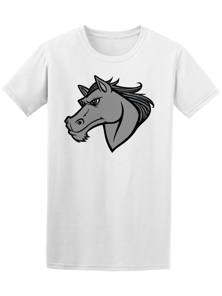 Foto 2 pulgar | Playera SmartPrintsInk color Blanco para Hombre - Ilustración Estilo Cartoon Caballo Gris