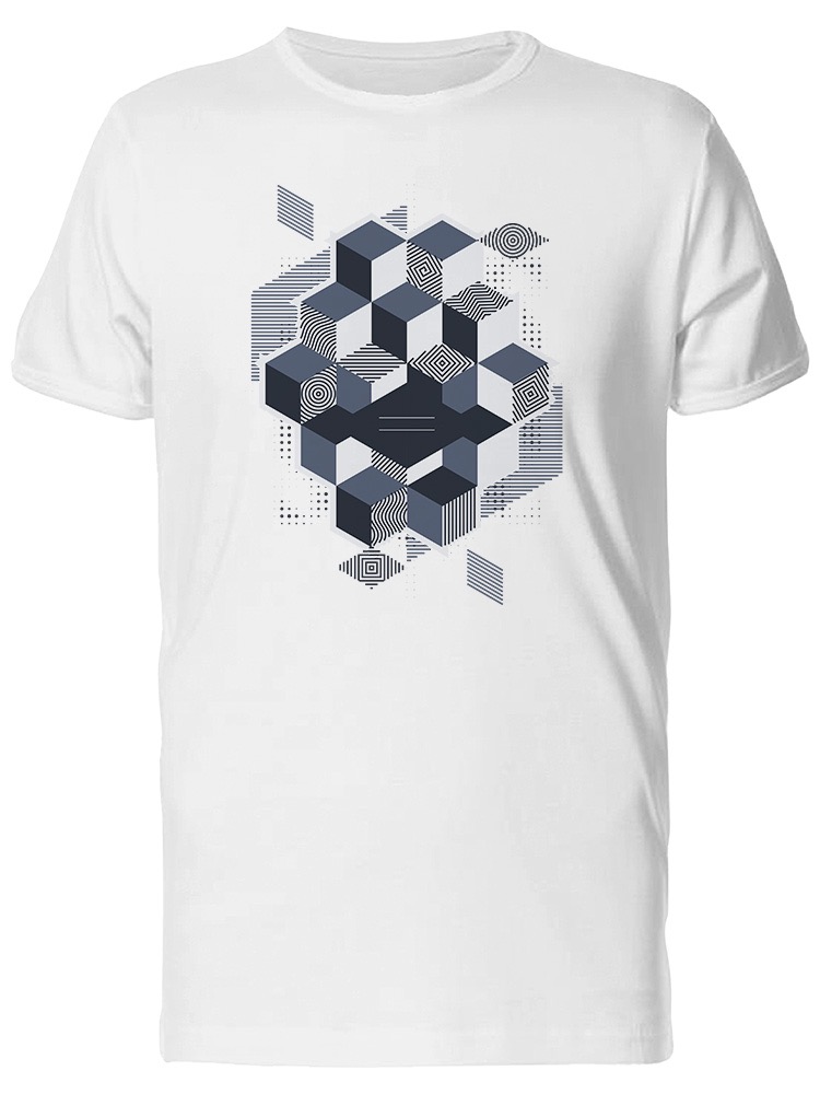 Foto 2 pulgar | Playera  SmartPrintsInk color Blanco para Hombre - Cuadros con Líneas