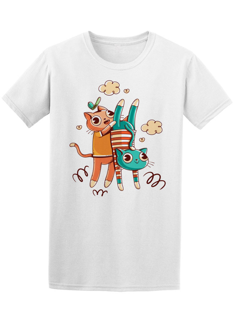 Playera Smartprintsink Hombre Ilustracion Estilo Cartoon. Gatos Amigos Jugando