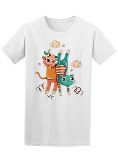 Foto 1 | Playera Smartprintsink Hombre Ilustracion Estilo Cartoon. Gatos Amigos Jugando