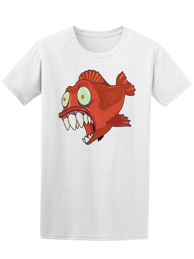 Playera SmartPrintsInk color Blanco para Hombre - Ilustración Pez Piraña
