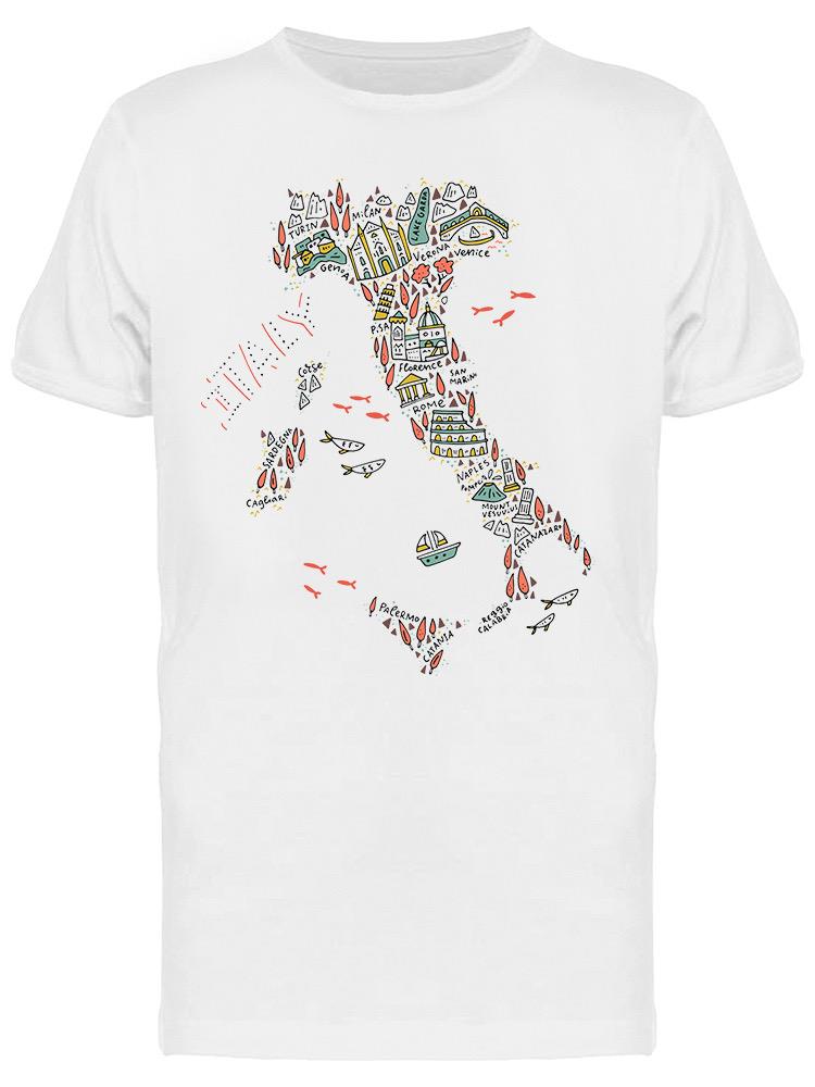Playera SmartPrintsInk color Blanco para Hombre - Italia Mapa para Turismo