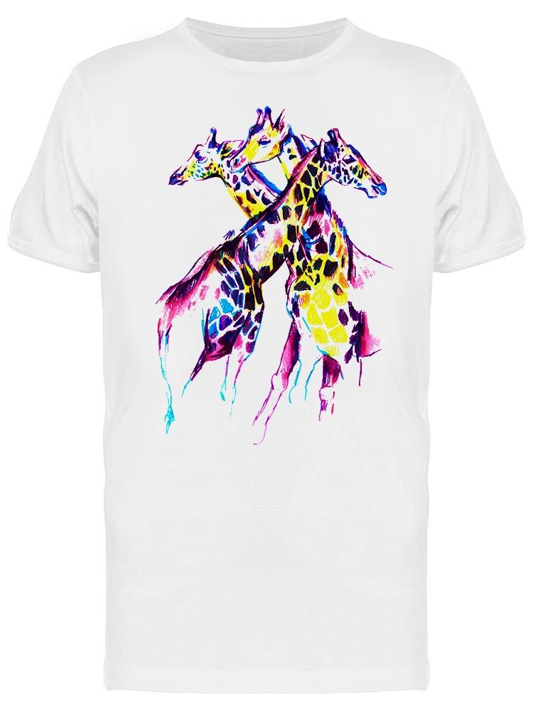 Playera SmartPrintsInk color Blanco para Hombre - Ilustración de Jirafas Multicolor