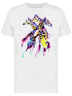 Foto 1 | Playera SmartPrintsInk color Blanco para Hombre - Ilustración de Jirafas Multicolor