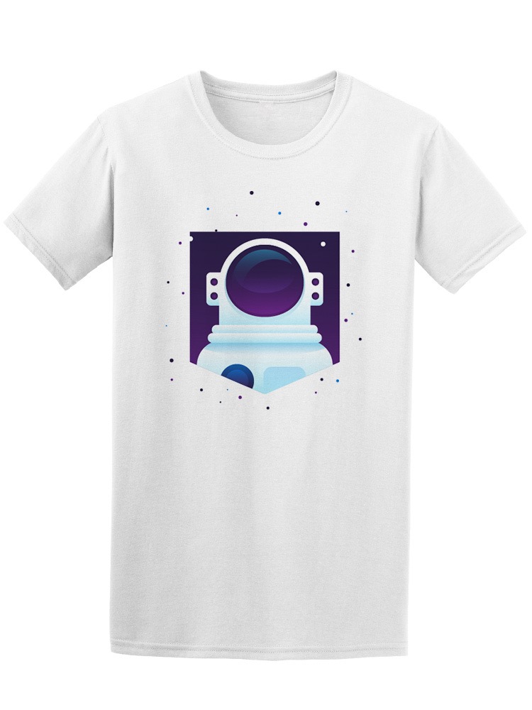 Playera SmartPrintsInk color Blanco para Hombre - Astronauta en Banderín