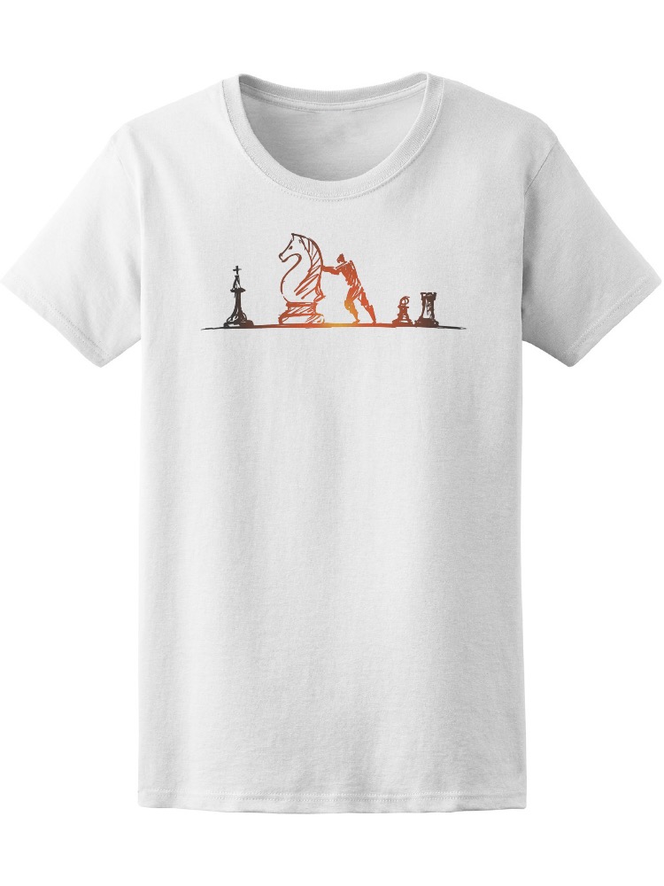 Playera SmartPrintsInk color Blanco para Hombre - Silueta de Hombre Jugando Ajedrez