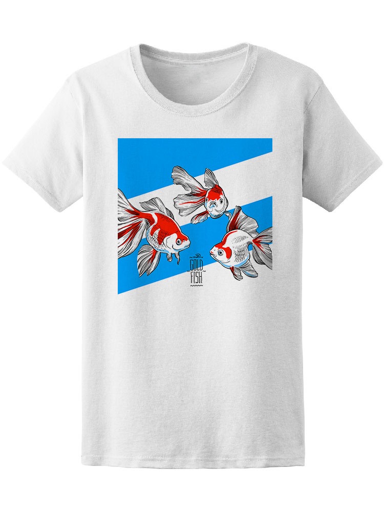Playera SmartPrintsInk color Blanco para Hombre - Ilustración a Color de Peces Dorados