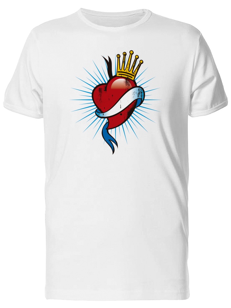 Playera SmartPrintsInk color Blanco para Hombre - Corazón con Corona